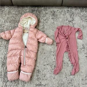 Girls 3-6 months snowsuit & Jammie’s
